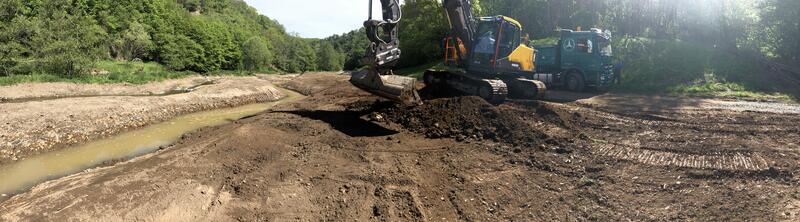 Wasserbauliche Arbeiten an der Nister bei Helmeroth